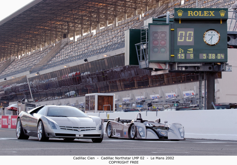 Promo images of the Cadillac LMP-02 and... a mid-engine Corvette or something? I can’t recall. Photos: GM